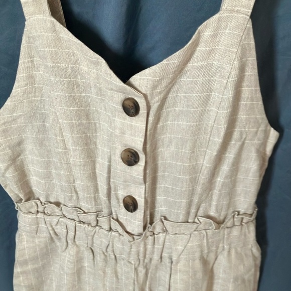 Romeo+Juliet Couture: Ivory/Tan Jumpsuit- adjustable straps, pockets, wide leg-M - Picture 9 of 16